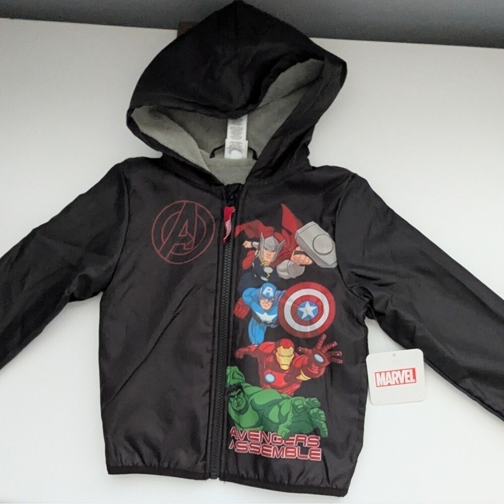 NWT Marvel Avengers Kid's (Size 4) Fleece-Lined Hooded Waterproof Jacket